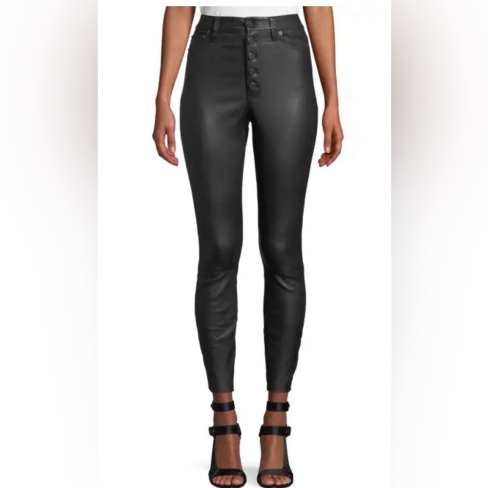 Alice + Olivia Mikah button front leather leggings size 2.